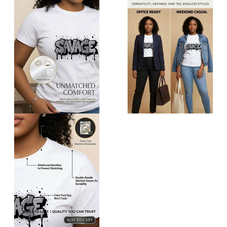 Street Fashion Co - 【New style】Women's American-Style 100% Cotton T-Shirt