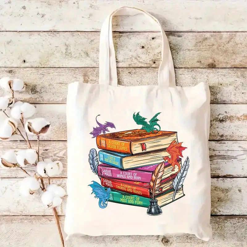 Tote Bag Canvas Print - Acotar Dragon Book Tote Bag for