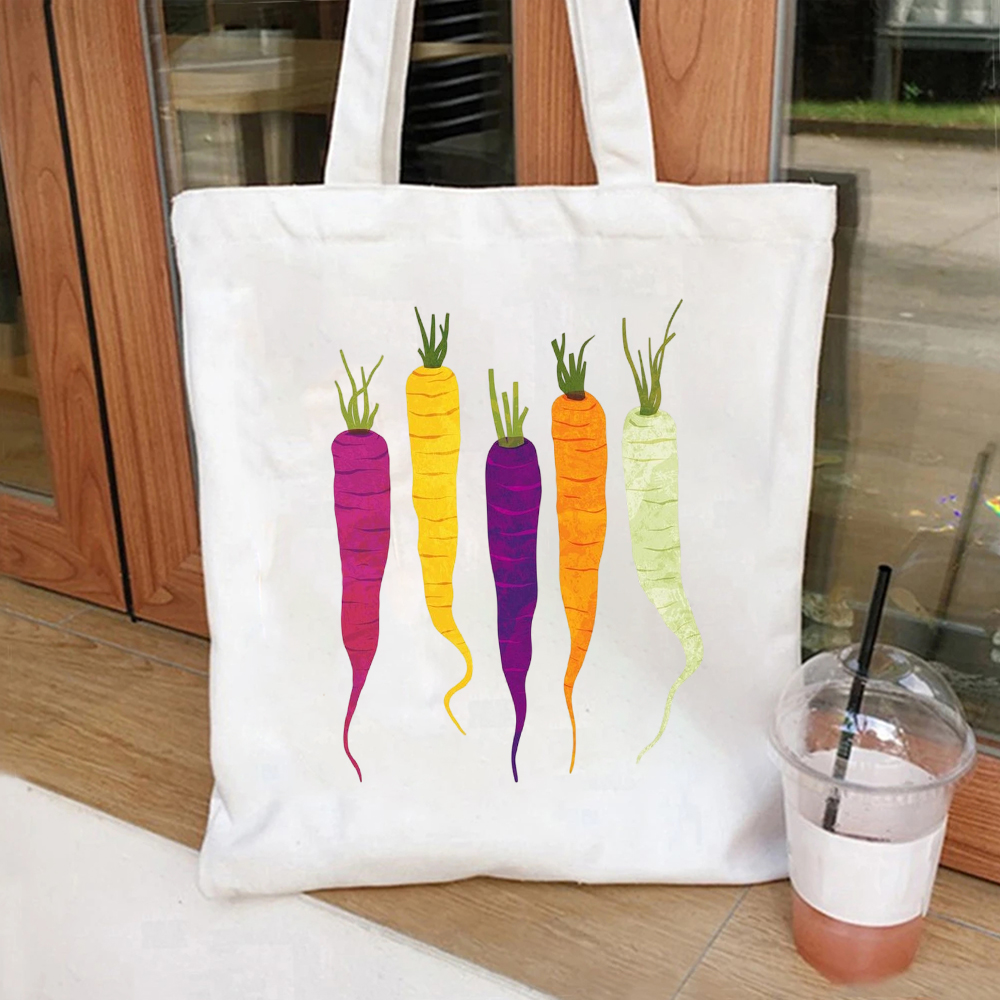 Tote Bag Canvas Print - Watercolor Orange Carrot Bunch Art Print