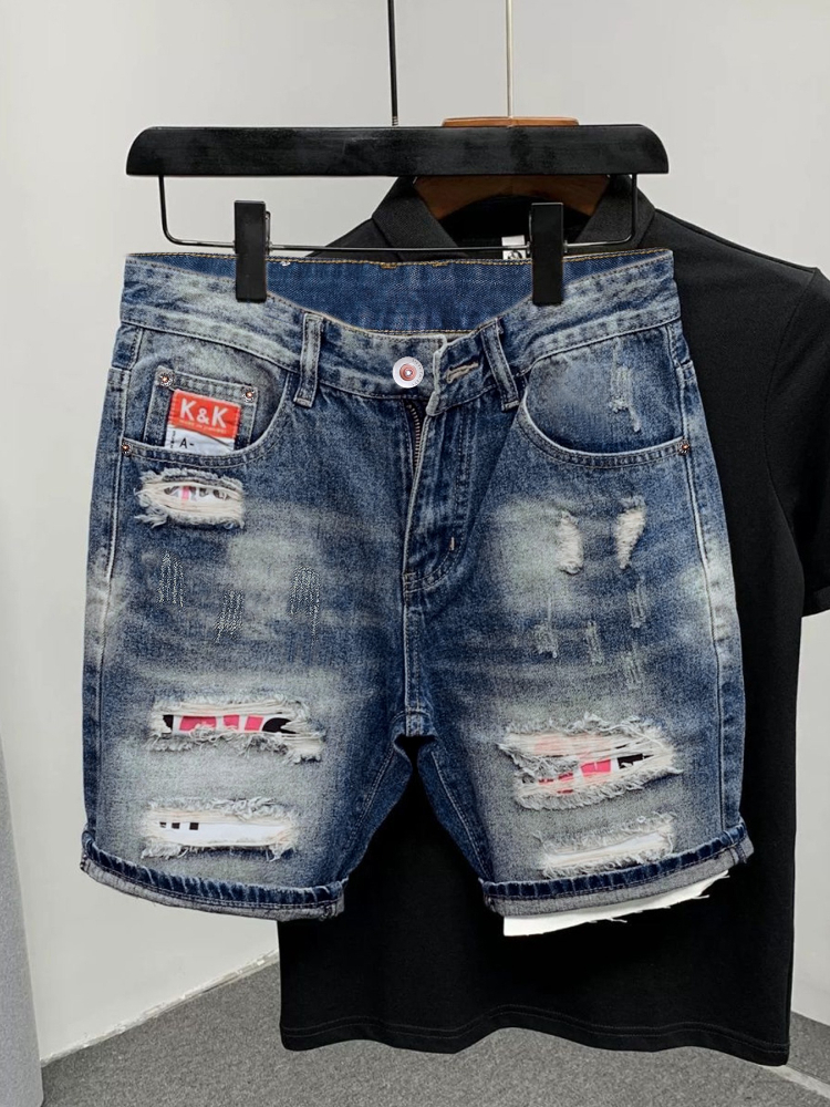 Street Fashion Korean - 2026 Summer Ripped Straight Men Denim