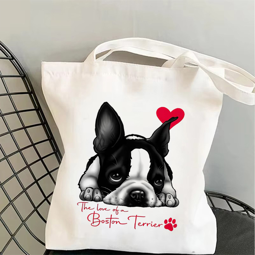 Tote Bag Canvas Print - Cute Boston Terrier Canvas Tote Bag