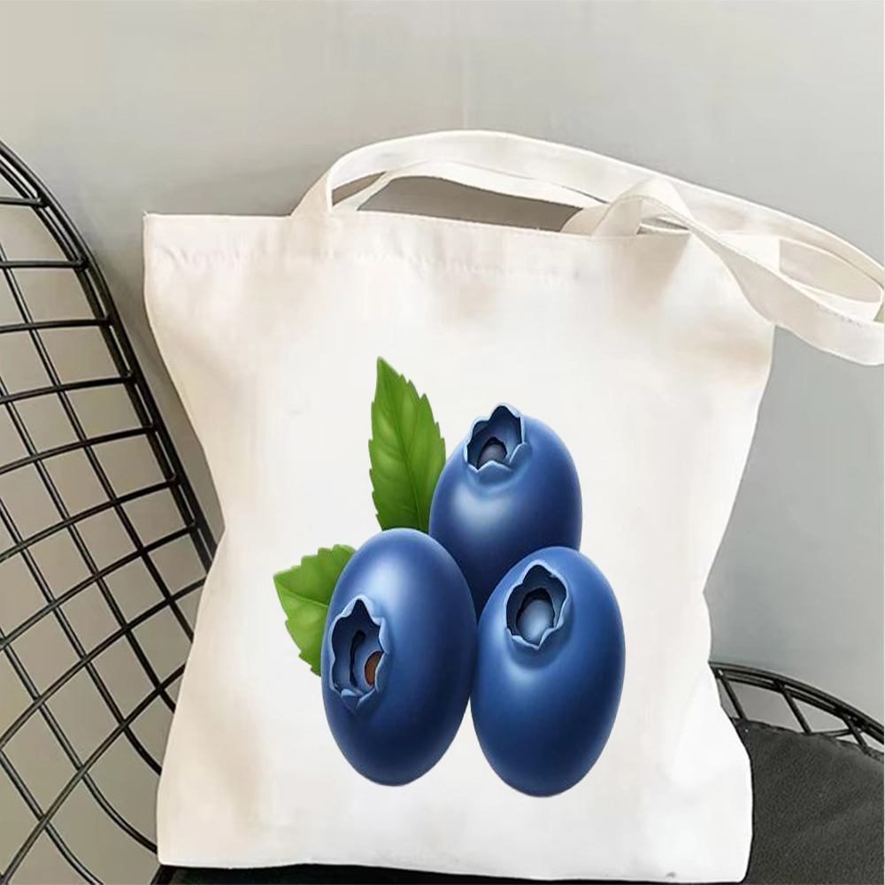 Tote Bag Canvas Print - Blueberry Art Canvas Tote Bag Lightweight