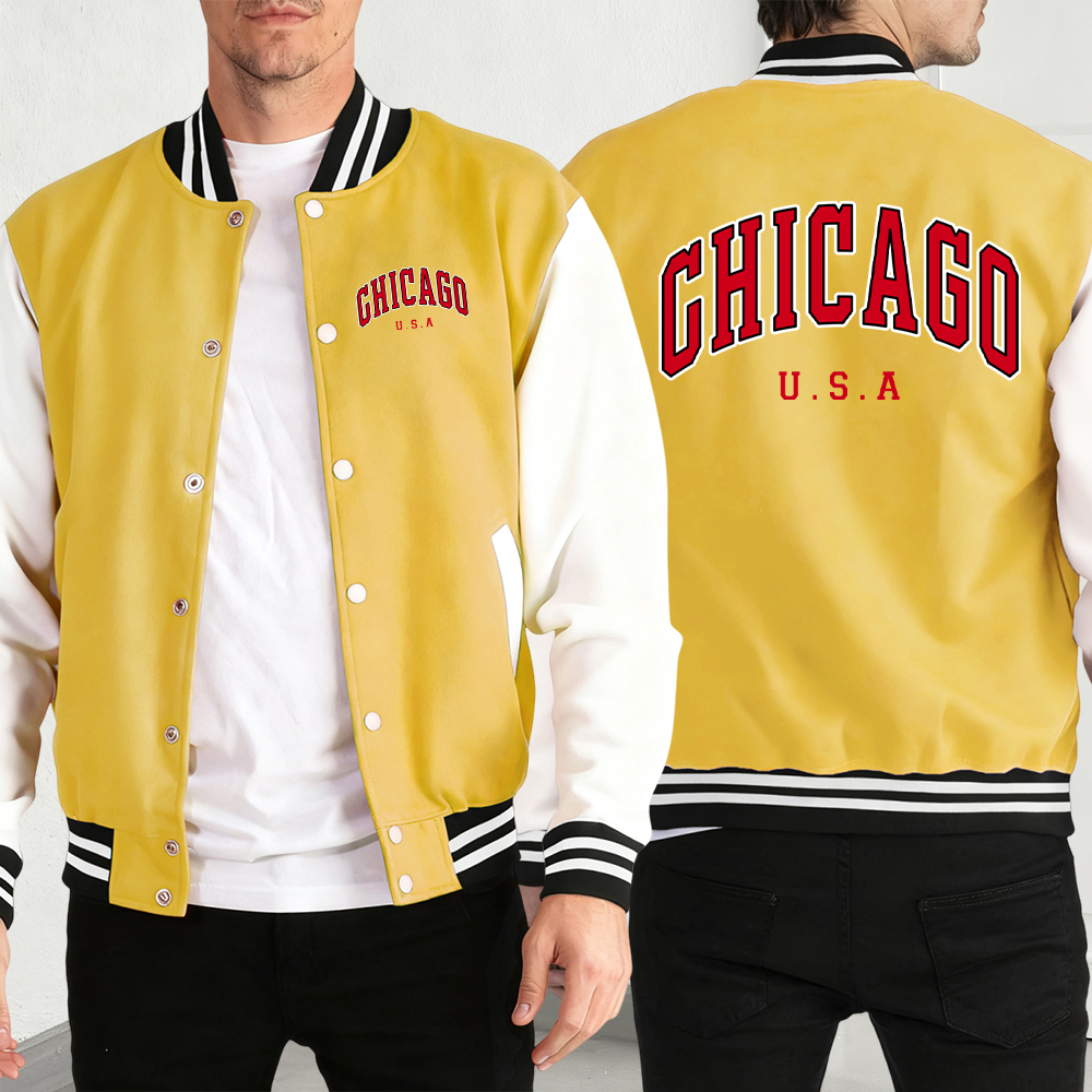 Street Fashion Chicago - Chicago Usa Words Print Man Coat