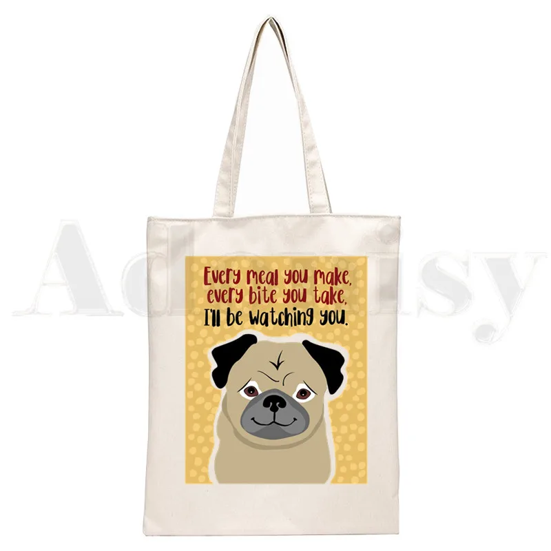 Dog Pet Pug Life Cartoon Print - Tote Bag Canvas Print recensie en prijs