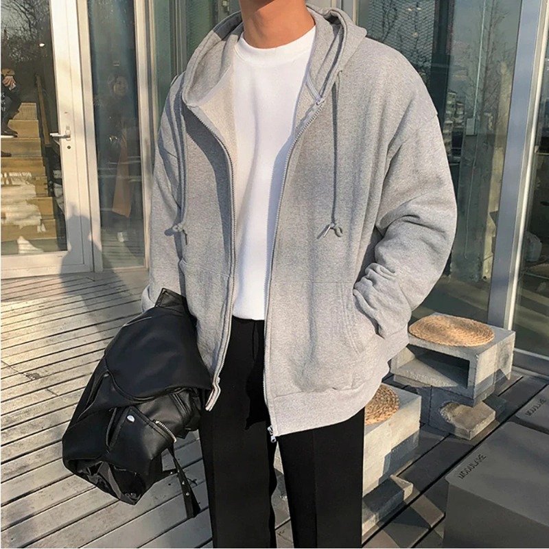 High Street Hoodie Men Solid C - Street Fashion Zip Up Hoodie recensie en prijs