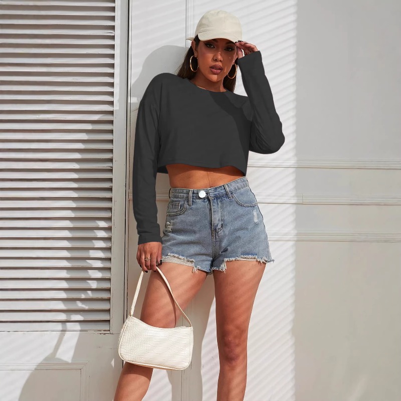 Women Crop Top T-Shirts Solid  - Fashion Street Yoga recensie en prijs