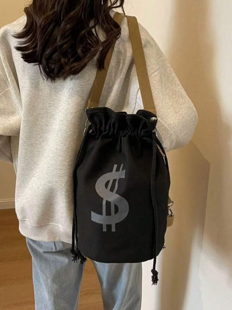 Black Canvas Drawstring Crossb - Tote Bag Canvas Print recensie en prijs