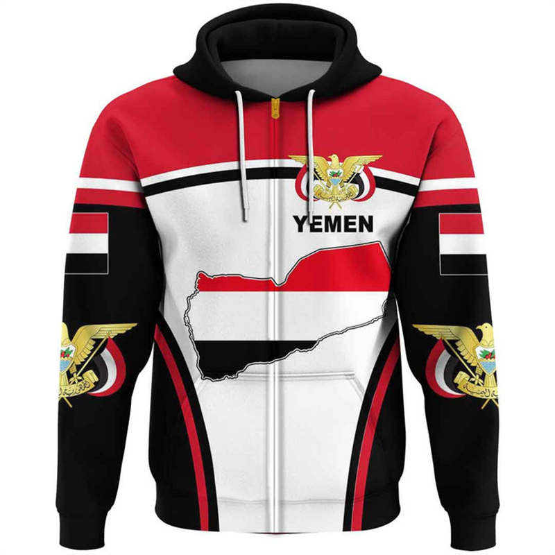 Vintage Men's Hoodie Yemen Fla - Street Fashion Zip Up Hoodie recensie en prijs