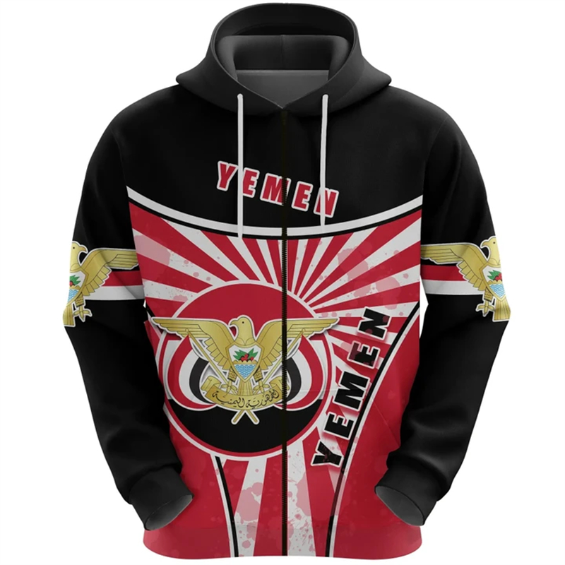 Vintage Men's Hoodie Yemen Fla - Street Fashion Zip Up Hoodie recensie en prijs