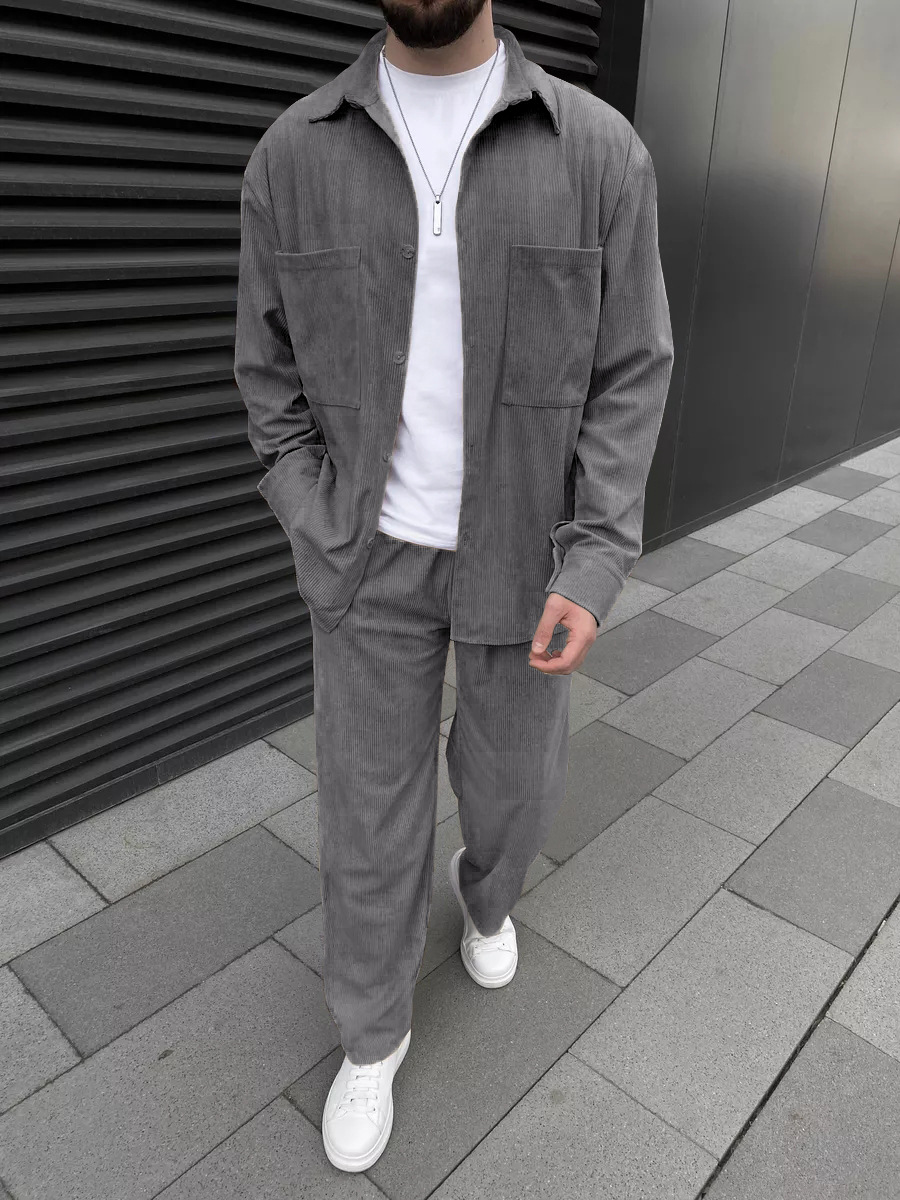 Men's corduroy two-piece outfi - Street Fashion Clothes recensie en prijs