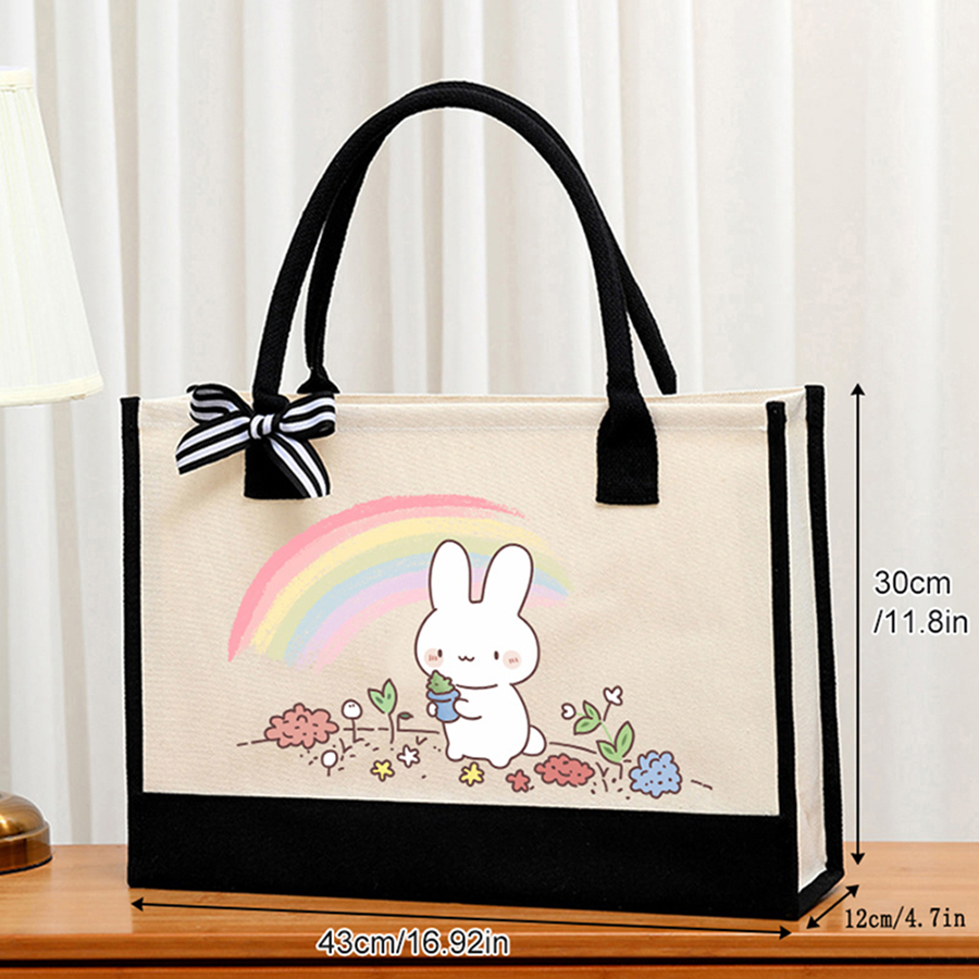 Cartoon-printed light white ca - Tote Bag Canvas Print recensie en prijs