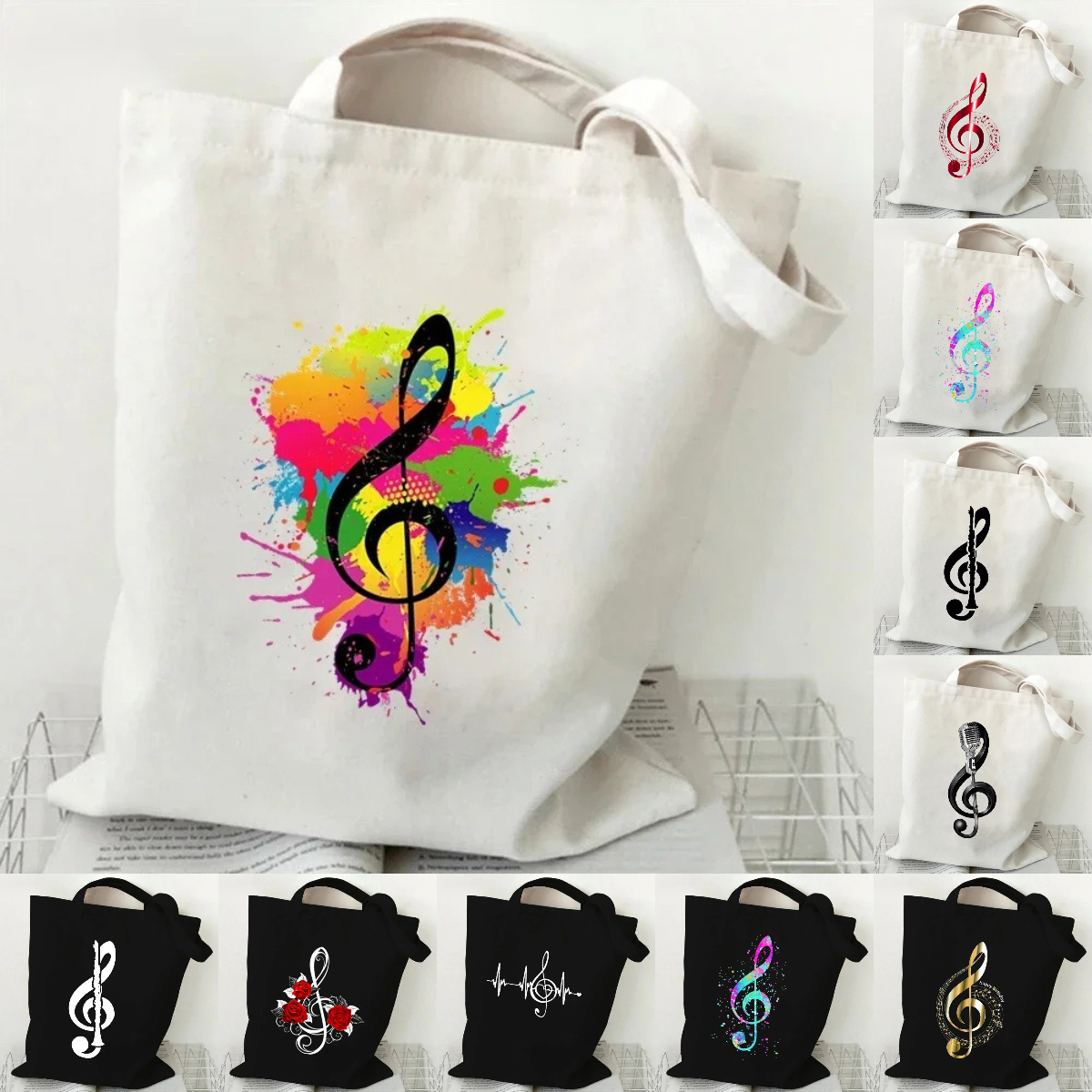 Music Note Heartbeat Printed C - Tote Bag Canvas Print recensie en prijs