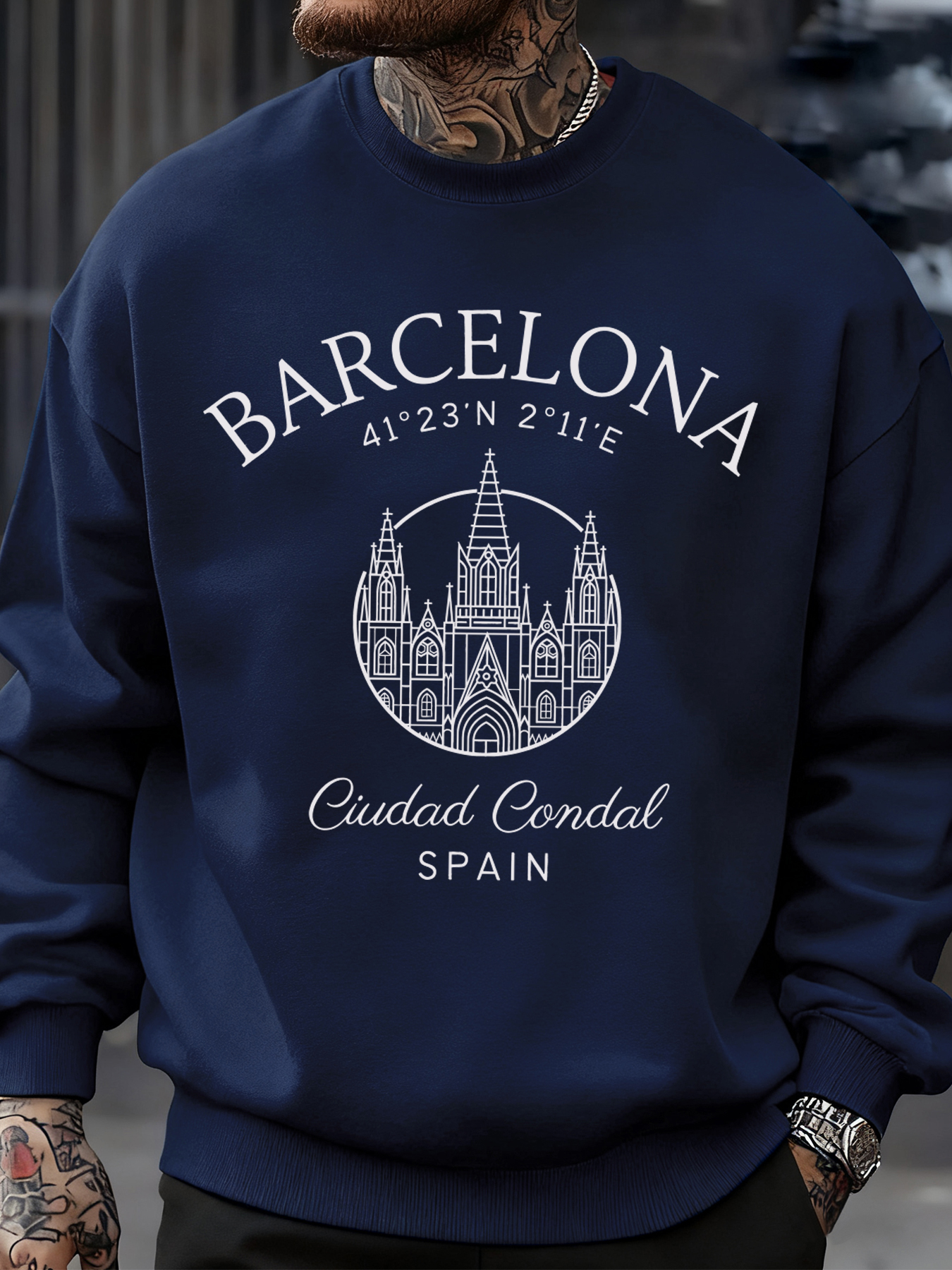 Barcelona Cprint Autumn Men Sw - Street Fashion Barcelona recensie en prijs