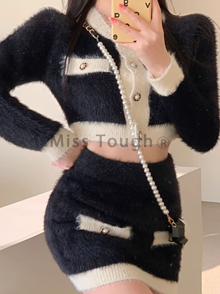 Winter Fluffy Knit 2 Piece Set - Street Fashion Korean recensie en prijs