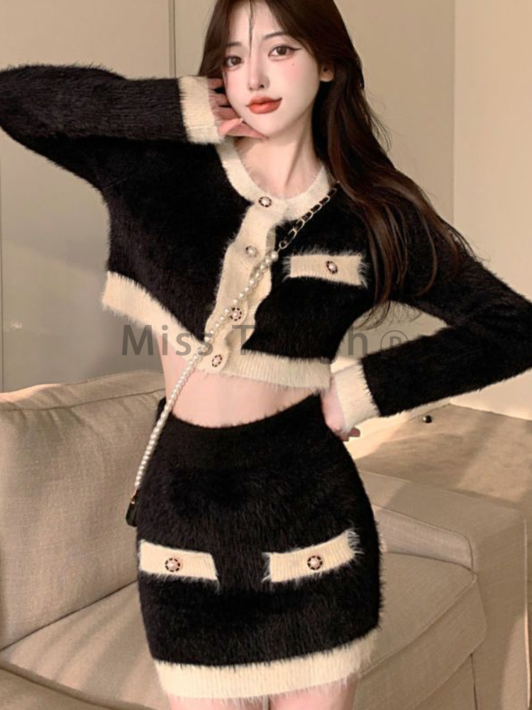 Winter Fluffy Knit 2 Piece Set - Street Fashion Korean recensie en prijs