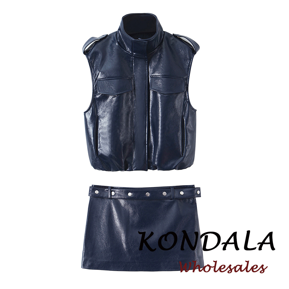 KONDALA 2026 Spring Blue PU Wo - Street Fashion Vest recensie en prijs