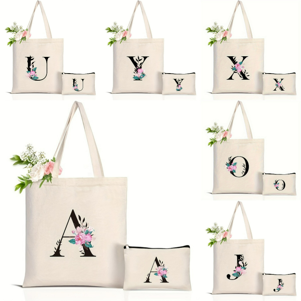 Elegant Floral Alphabet Tote B - Tote Bag Canvas Print recensie en prijs