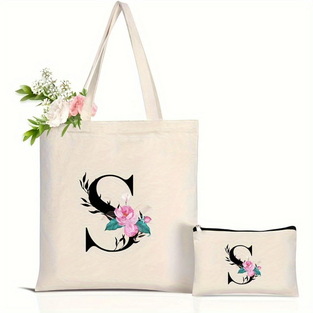 Elegant Floral Alphabet Tote B - Tote Bag Canvas Print recensie en prijs