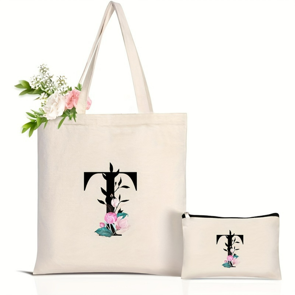 Elegant Floral Alphabet Tote B - Tote Bag Canvas Print recensie en prijs