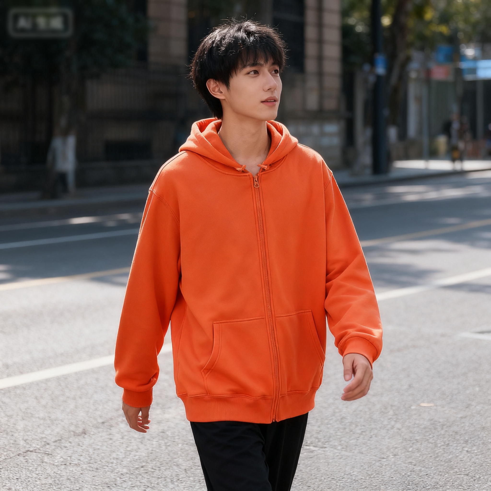 High Street Hoodie Men Solid C - Street Fashion Zip Up Hoodie recensie en prijs